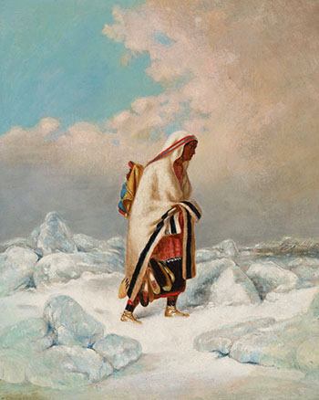 Moccasin Seller with Papoose Crossing the Ice by Cornelius David Krieghoff