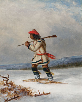 Indian Hunter on Snowshoes by Cornelius David Krieghoff