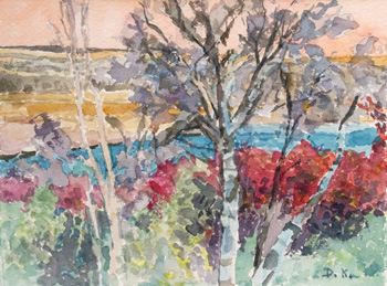 Red Shrubs (WC-015-14) par Dorothy Knowles