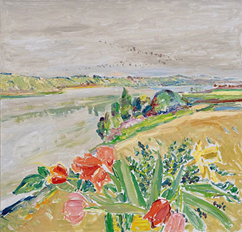 Flowers, River, and Birds (OC-006-83) by Dorothy Knowles
