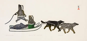 Hunters on Komatik (00413) by Kenojuak Ashevak