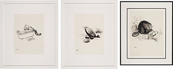 Three Works: Racoon / Seal / Beaver (0076, 0529, 0077) by Ronald Searle