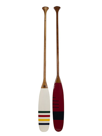 Two Decorative Canoe Paddles featuring HBC Stripes designs by Hudson's Bay Company 