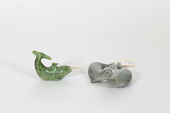Two Works: Narwahl and Two Seals (#777, #787) by Various Inuit Artists