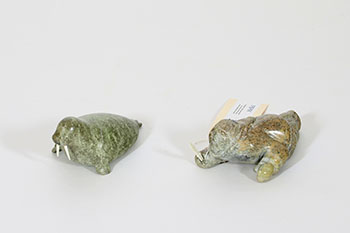 Two Works: Hunter and Walrus (#0781, #0782) by Various Inuit Artists