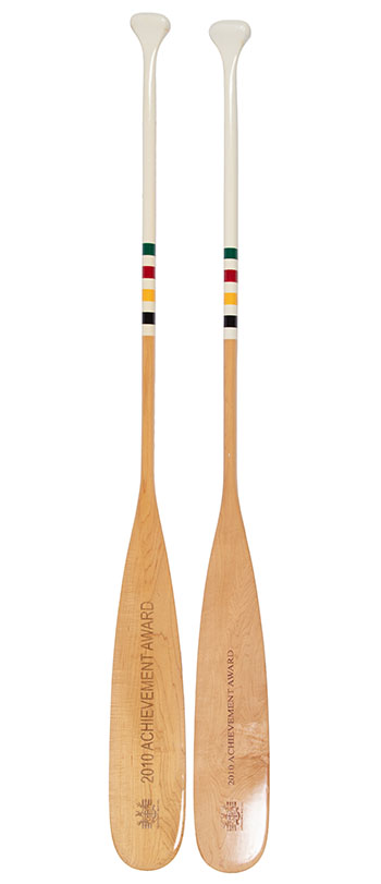 Pair of HBC Striped 2010 Achievement Awards Oars by Hudson's Bay Company 