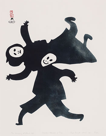 Man Carrying Reluctant Wife (0401) by Pudlo Pudlat