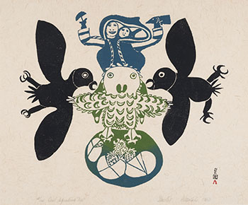 Owl Defending Nest (0394) by Pitseolak Ashoona