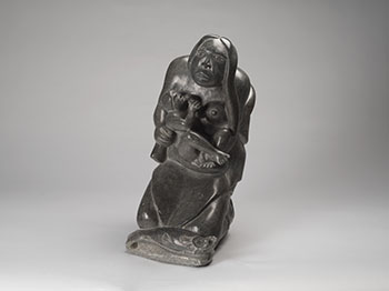 Mother and Child with Fish at her Feet (00736) by Unidentified Inukjuak
