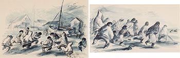 Shiptime at Sugluk / Football at Lake Harbour (two works) (00286, 00287) by John Groth
