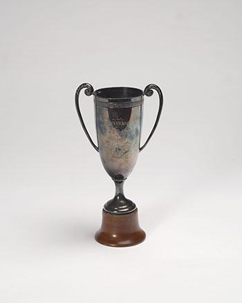 Governor Trophy, silver on wooden base, 2 handled presentation cup (00912) by Hudson's Bay Company 