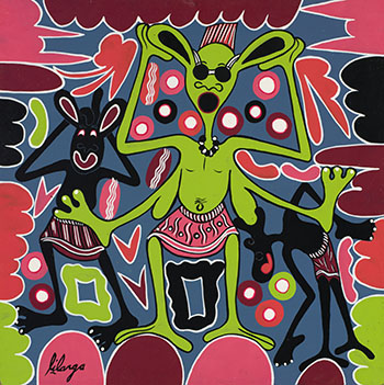 Green Figure with Four Arms by George Lilanga