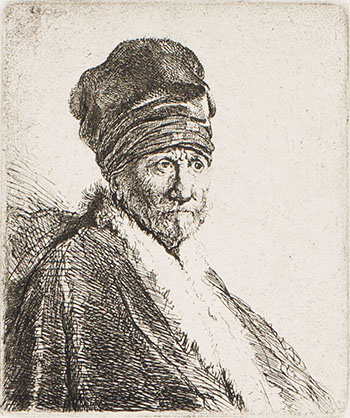 Bust of a Man Wearing a High Cap; Three-Quarters Right by Rembrandt Harmenszoon van Rijn