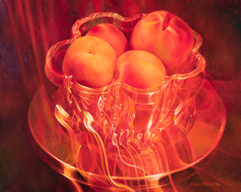 Peaches Flaming in Crystal by Mary Frances Pratt