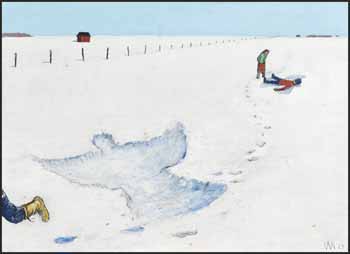 Children Making Snow Angels par William Kurelek