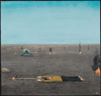 One Man Taken, One Left as They Work Together in the Fields by William Kurelek