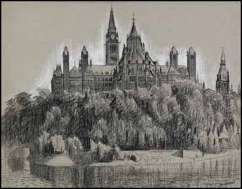 View of the Houses of Parliament, Ottawa par Edward John (E.J.) Hughes