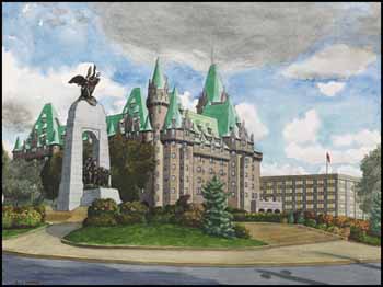 Monument and Chateau Laurier by Edward John (E.J.) Hughes