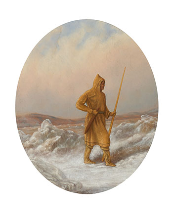 Indian Hunter Crossing the Ice by After Cornelius Krieghoff