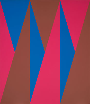 Triple composition triangulaire brun, bleu, fuchsia by Guido Molinari