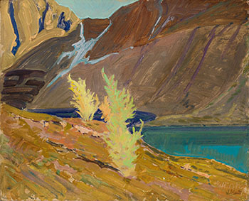 Larches, Mountain Lake par James Edward Hervey (J.E.H.) MacDonald