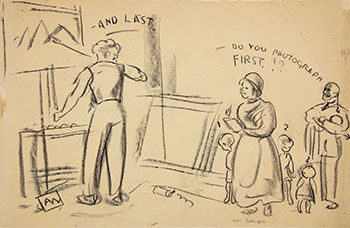 Cartoon of Harris at his Easel par Arthur Lismer