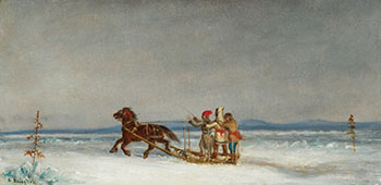 Three Habitants Sledding on the St. Lawrence par Cornelius David Krieghoff
