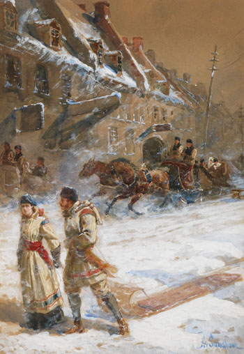 Going Tobogganing by Henry Sandham