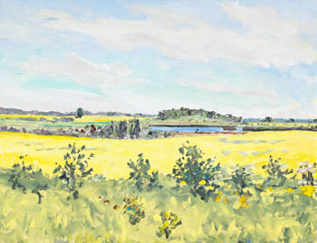 Blue Slough in a Canola Field by Dorothy Knowles