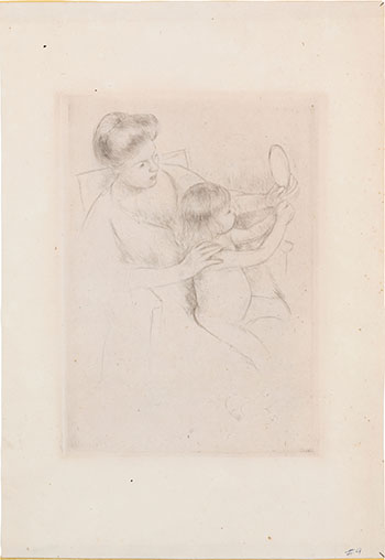 Looking into the Hand Mirror (No. 2) by Mary Cassatt