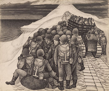 Ten Minutes Rest during Route March on Kiska by Edward John (E.J.) Hughes