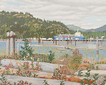 Ship with a Blue Hull, Cowichan Bay by Edward John (E.J.) Hughes
