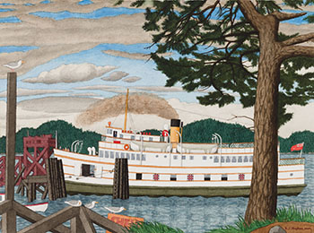 The Car Ferry at Sidney, B.C. by Edward John (E.J.) Hughes
