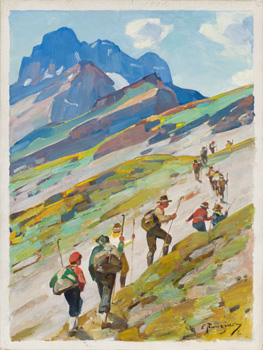 Mountain Trail Hikers by Carl Clemens Moritz Rungius