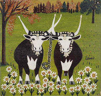 Two Oxen with Daisies by Maud Lewis