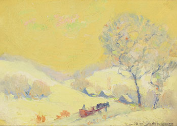 Snow Landscape with Sleigh par Arthur Dominique Rozaire