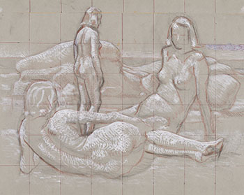 Three Nudes on Beach (AC00426) by Alexander Colville