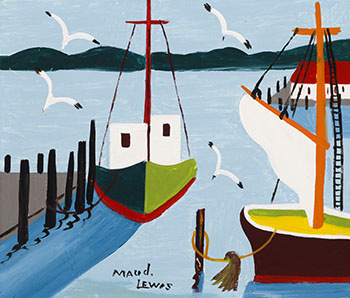 Ships in the Harbour by Maud Lewis