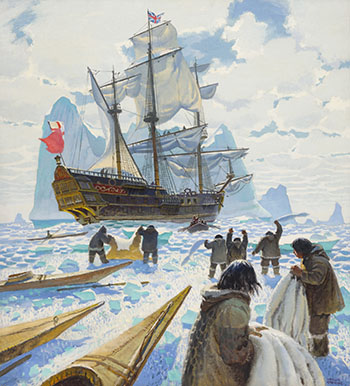 Trading with a Hudson’s Bay Company Ship, 17th Century by George Franklin Arbuckle