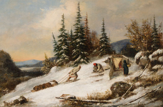 Indian Family Camping in Winter by Cornelius David Krieghoff