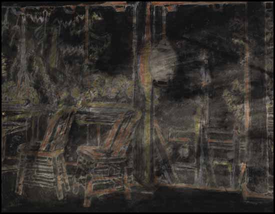 House of Commons from the Gallery II / Verandah at Night III (verso) by David Brown Milne