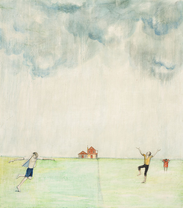 Children Dancing in the Manitoba Rain by William Kurelek