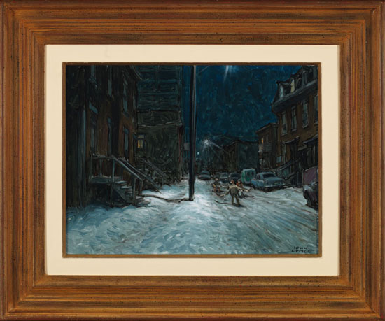 Long Ago, Winter Night, Rue St. Dominique, Montreal by John Geoffrey Caruthers Little