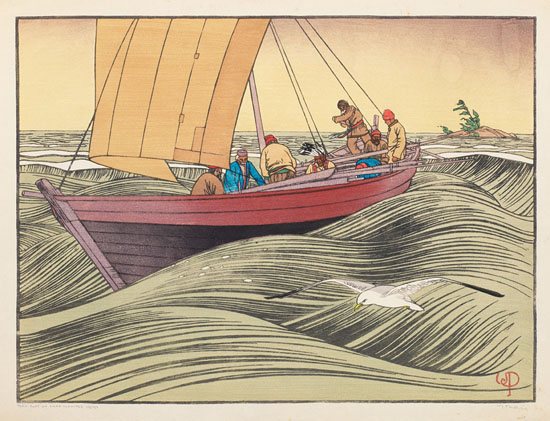 York Boat on Lake Winnipeg par Walter Joseph (W.J.) Phillips