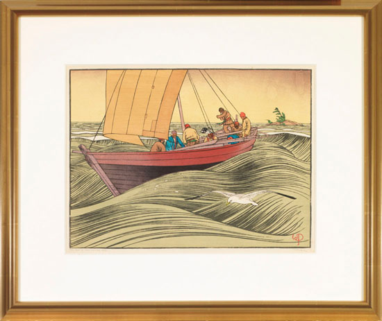 York Boat on Lake Winnipeg by Walter Joseph (W.J.) Phillips