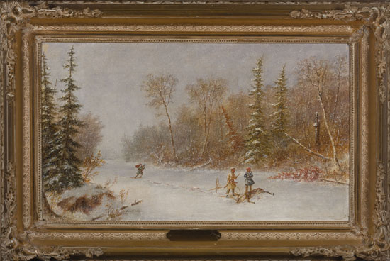 Caribou Hunters in a Winter Snow Storm by Cornelius David Krieghoff