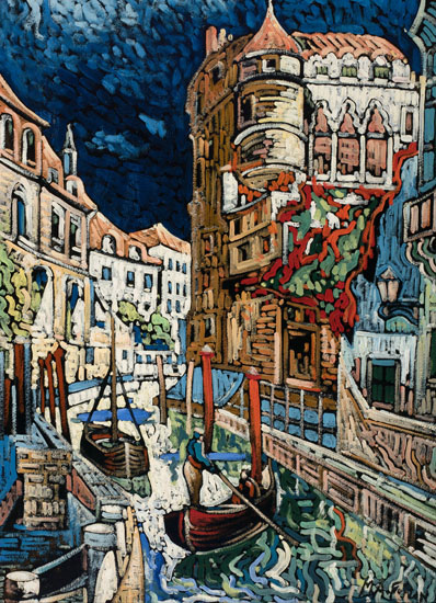 Paysage à Venise, Canal by Marc-Aurèle Fortin