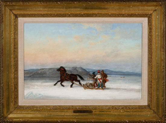 Three Habitants Sledding on the St. Lawrence at Quebec by Cornelius David Krieghoff