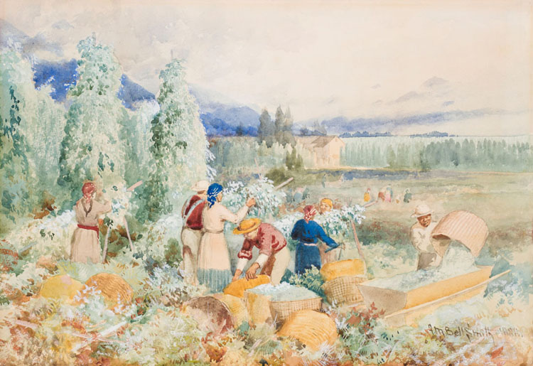 Harvesting Hops, BC par Frederic Marlett Bell-Smith