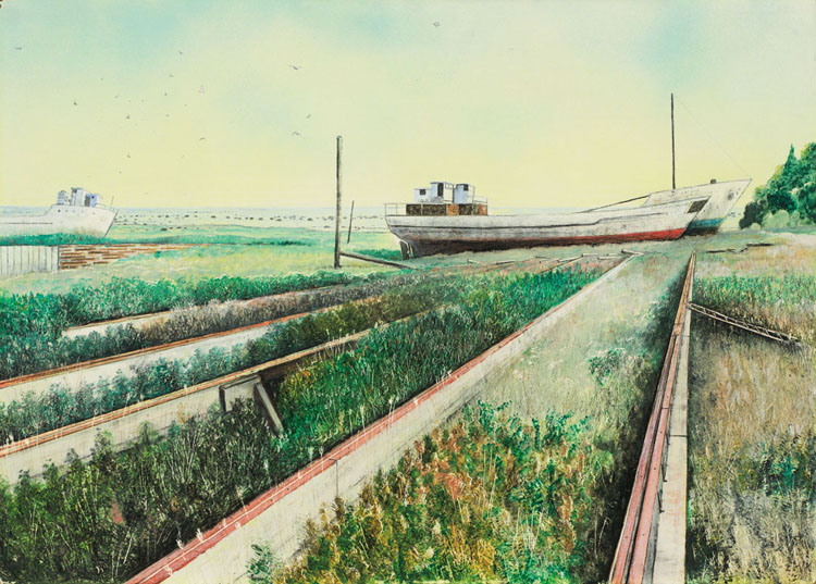 Abandoned Goulettes by William Kurelek